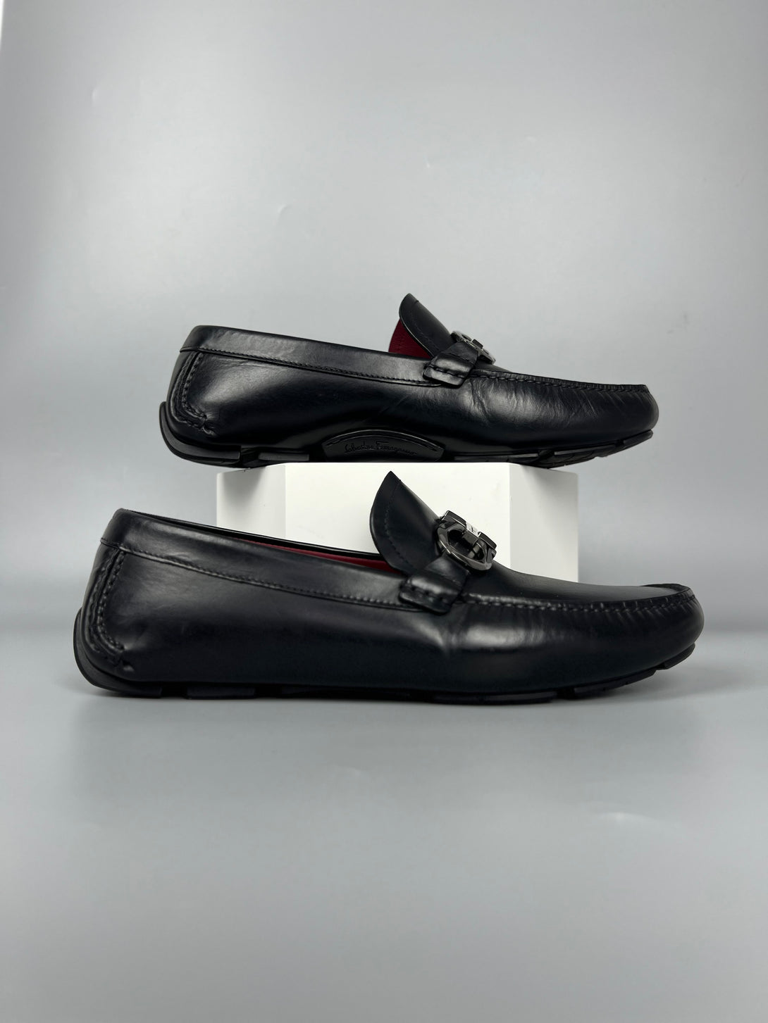 FERRAGAMO Leather Black Shoes For Men Size 8 - Reeluxs 