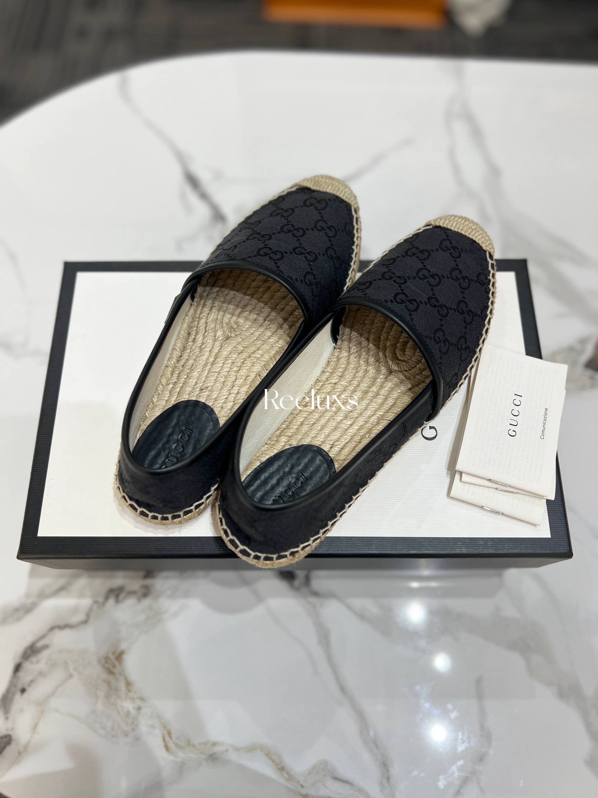 GUCCI Black  GG Supreme Canvas Espadrilles
