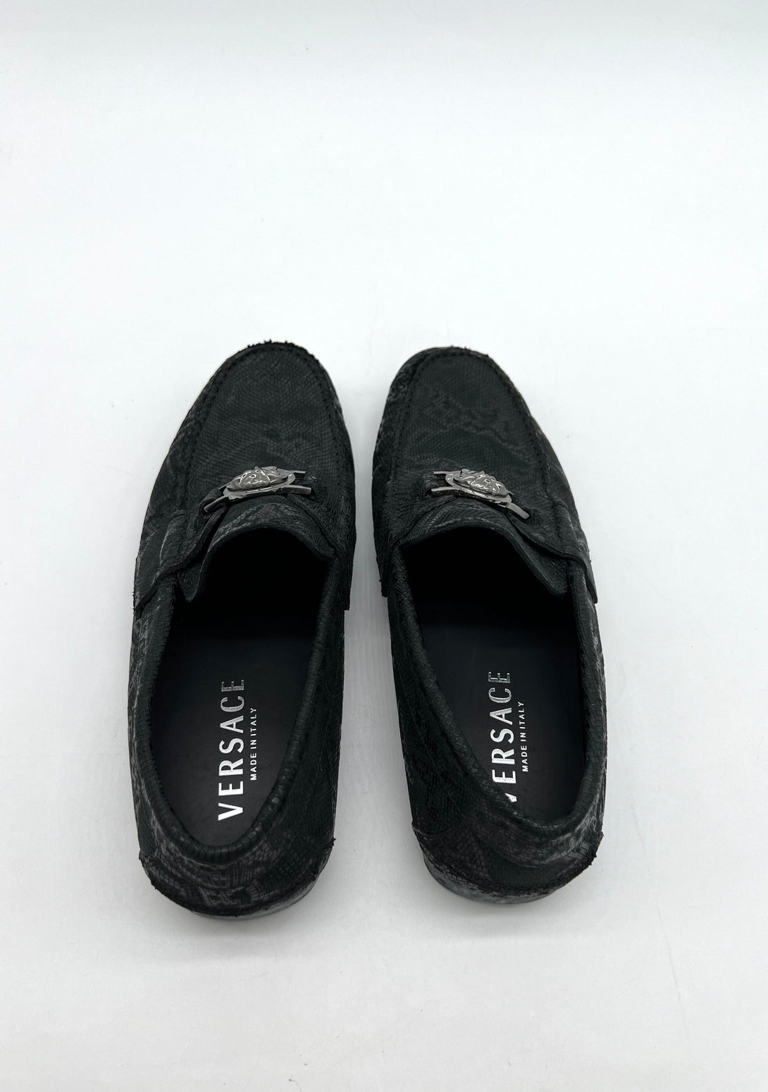 VERSACE BLACK NUBUCK LOAFERS SIZE 40 - Reeluxs 