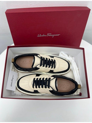 Full Set Salvatore Ferragamo white and black leather sneaker Men shoe size 9 1/2 - Reeluxs 