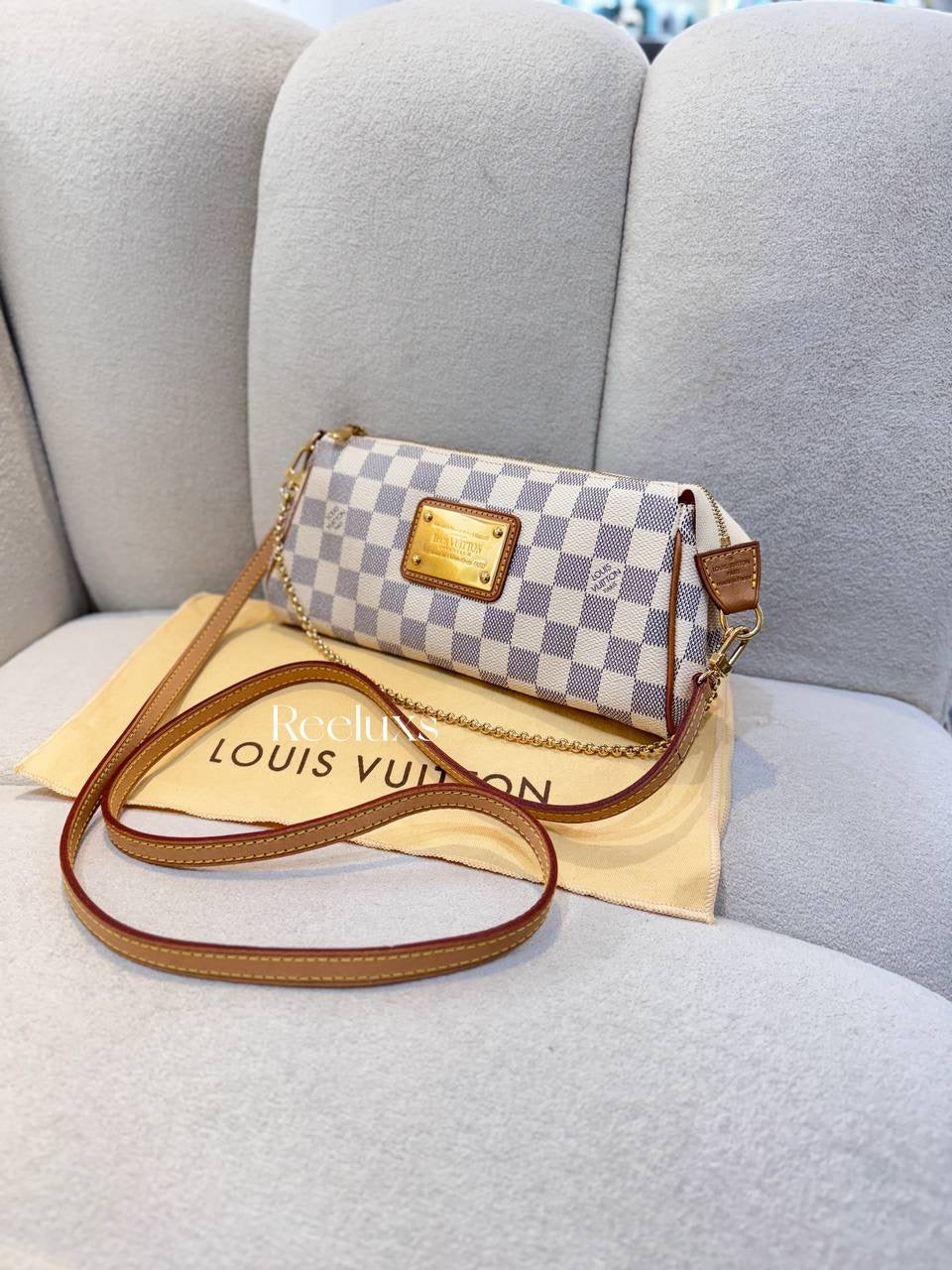 LOUIS VUITTON LV Damier Azur Eva Satchel Shoulder Bag