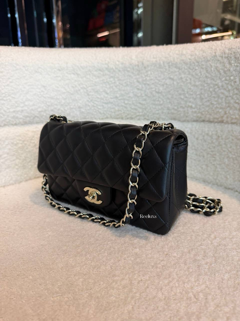 Chanel Classic Mini Flap Bag in black lambskin leather