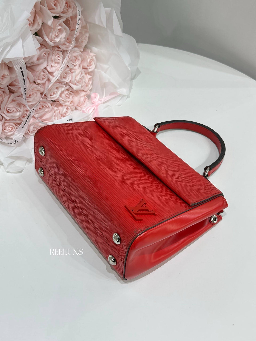 LOUIS VUITTON  LV Cluny BB Red Epi Leather Top Handle Bag