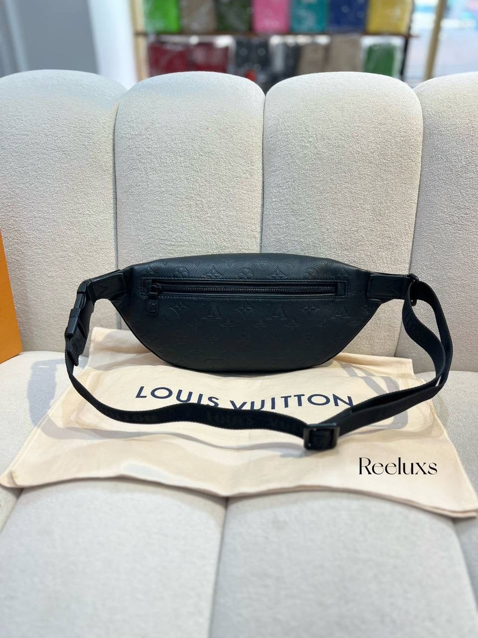 FullSet LOUIS VUITTON LV NFC Discovery Belt Bag Black Leather Bum Bag
