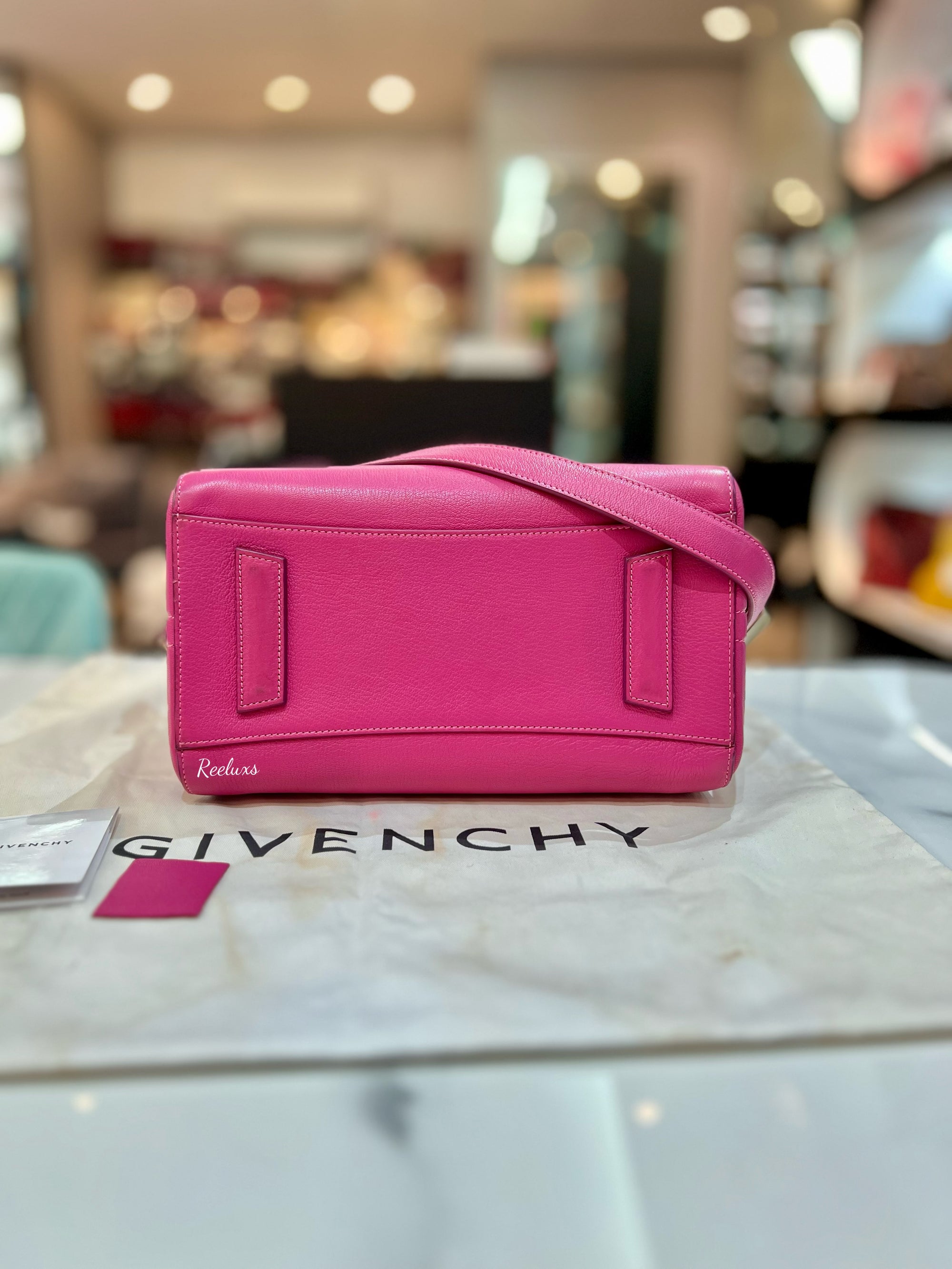GIVENCHY Magenta Leather Small Antigona Satchel