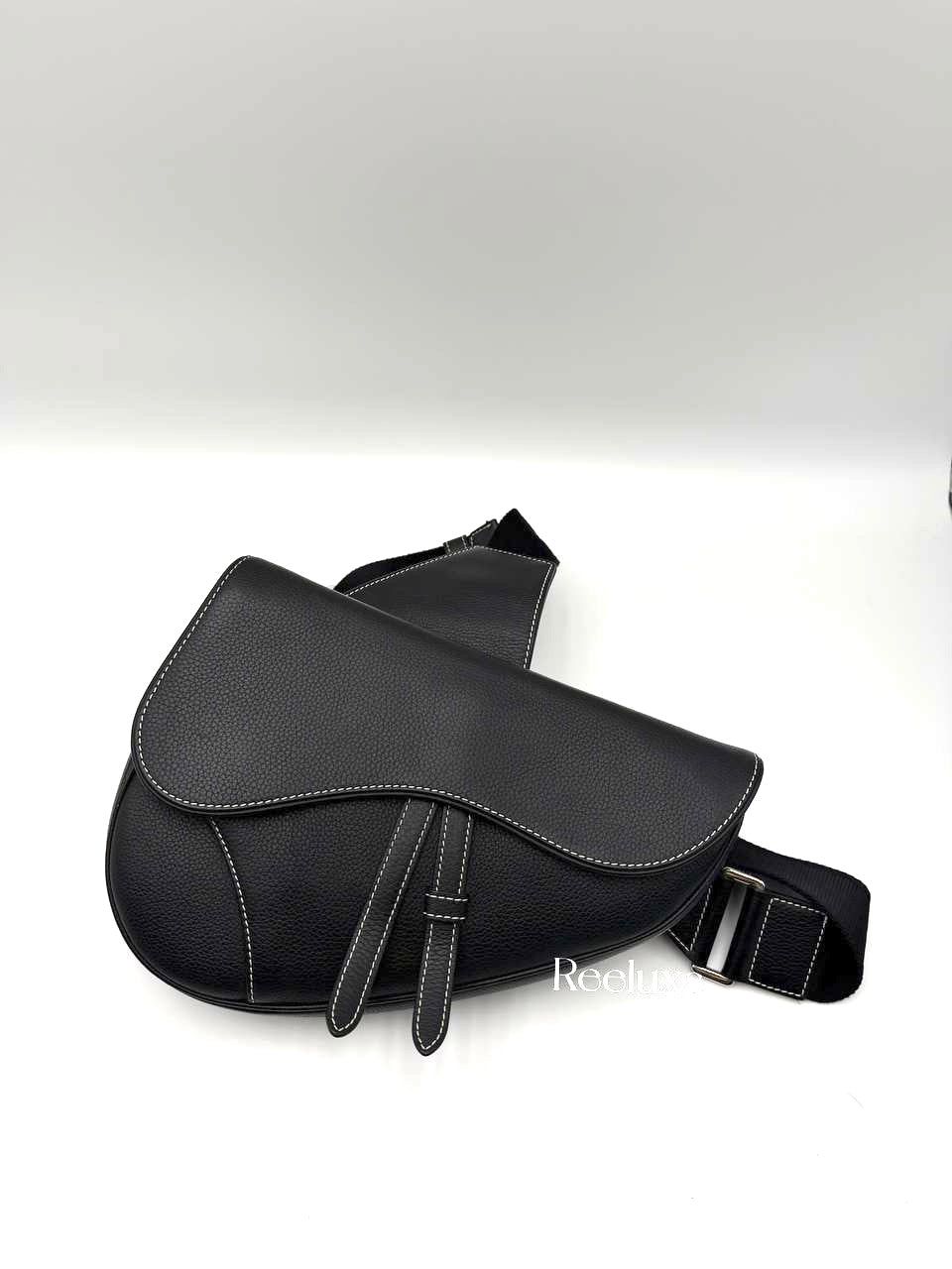 Christian Dior Saddle Bag in black grained leather