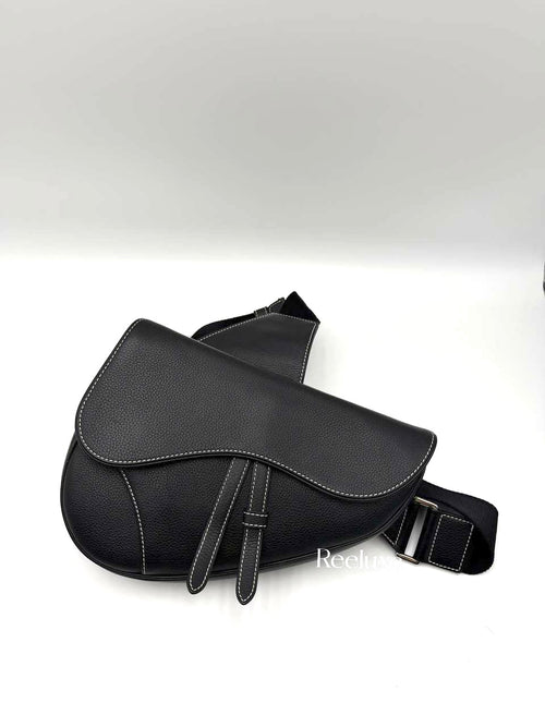 Christian Dior Saddle Bag in black grained leather