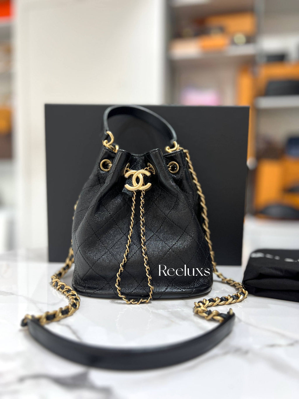CHANEL Drawstring Bucket Bag
