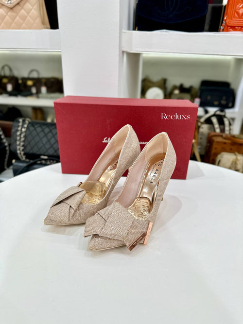 TED BAKER London Azeline Gold Glitter Closed-Toe Pumps