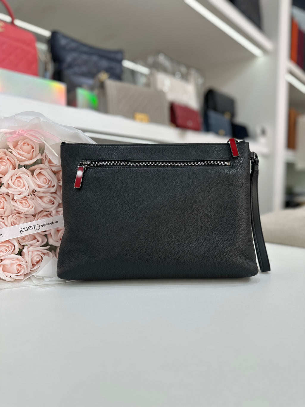 CHRISTIAN LOUBOUTIN Funky Spiked Leather Pouch In Black