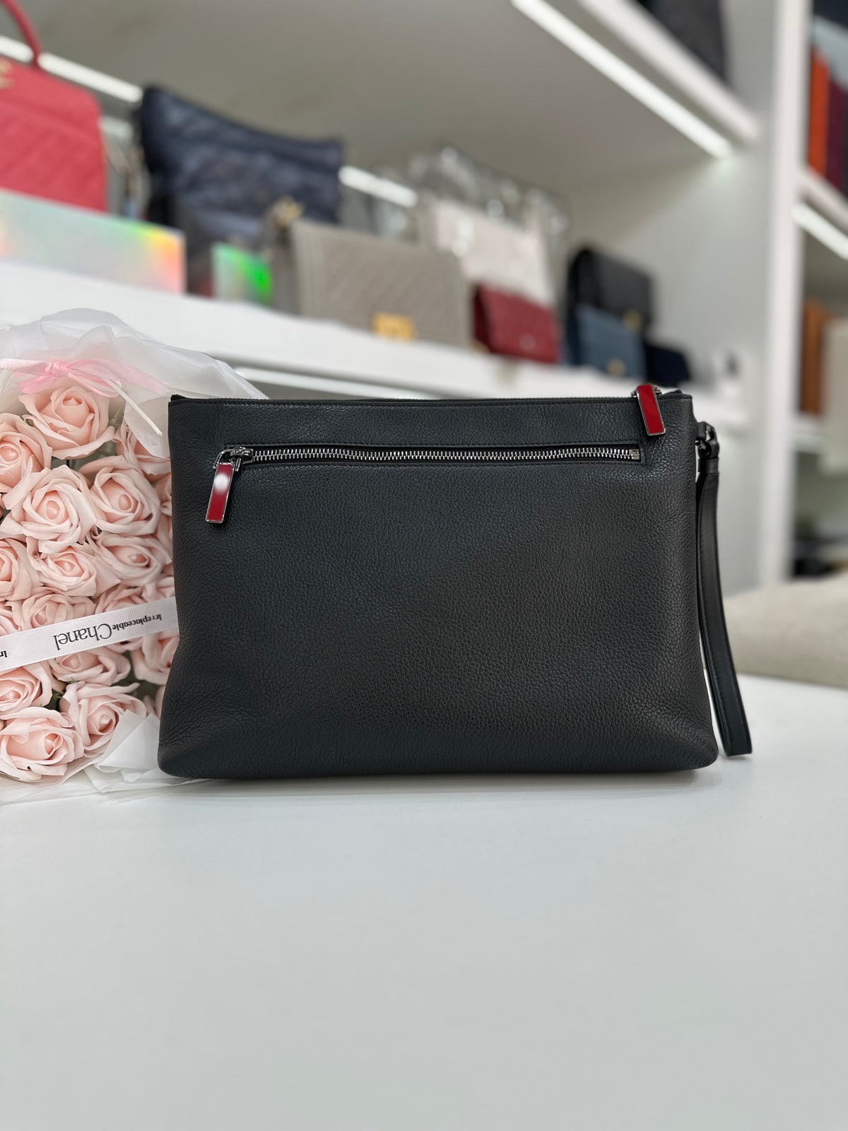 CHRISTIAN LOUBOUTIN Funky Spiked Leather Pouch In Black