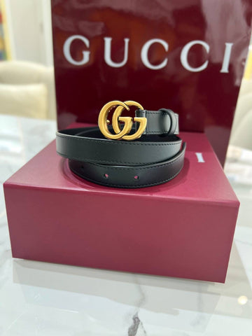 GUCCI GG Marmont Thin Leather Black Belt