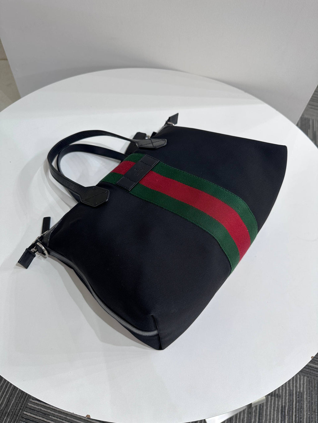 GUCCI Techno Canvas Web Top Handle Shoulder Bag in Black