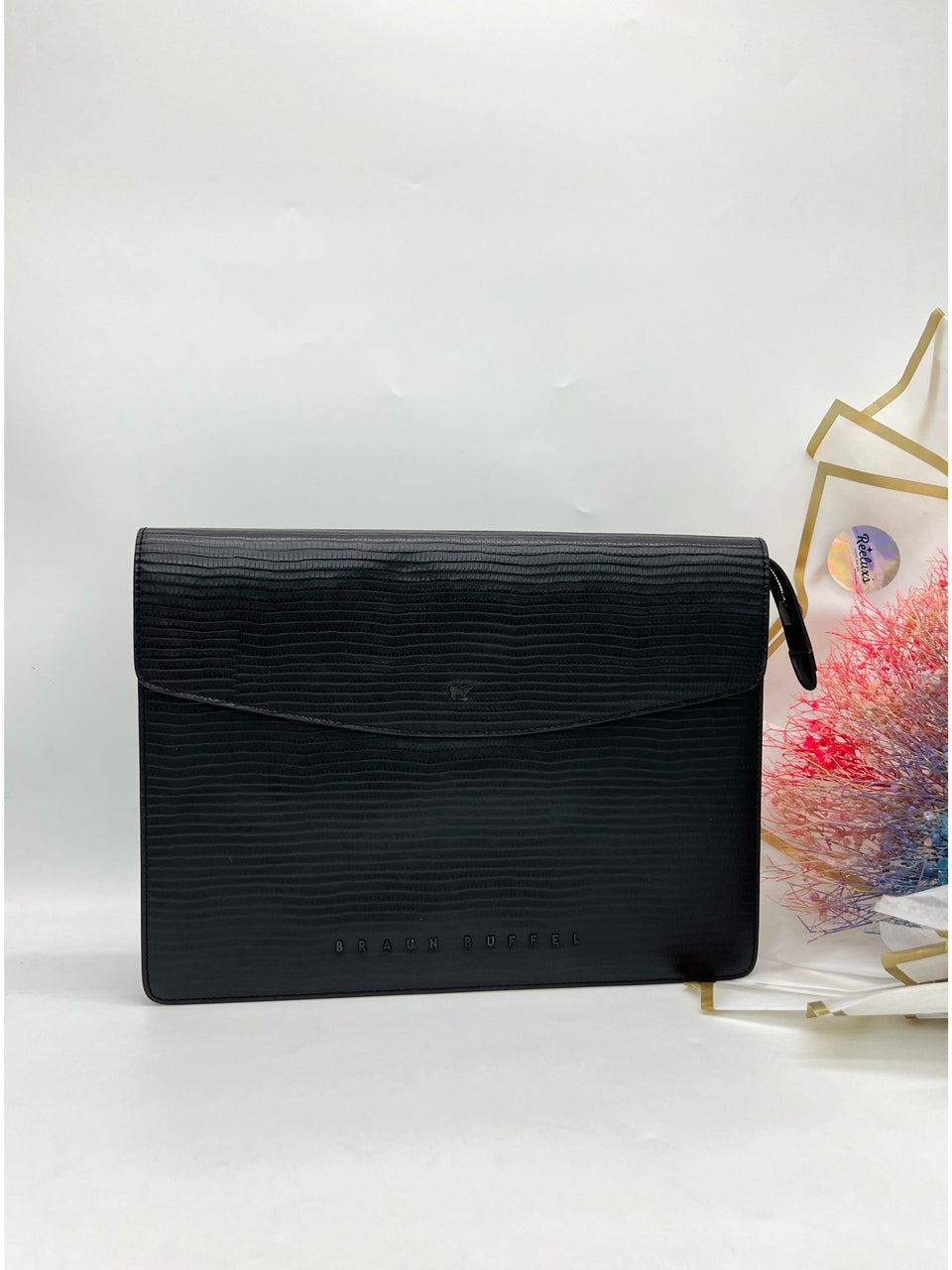 BRAUN BUFFEL Black Leather Clutch - Reeluxs 