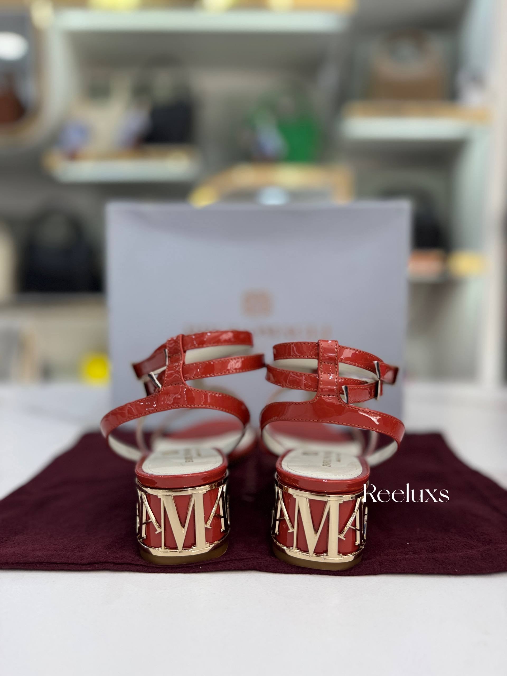 BRUNO MAGLI Red Patent Leather Strappy High-heel Sandals