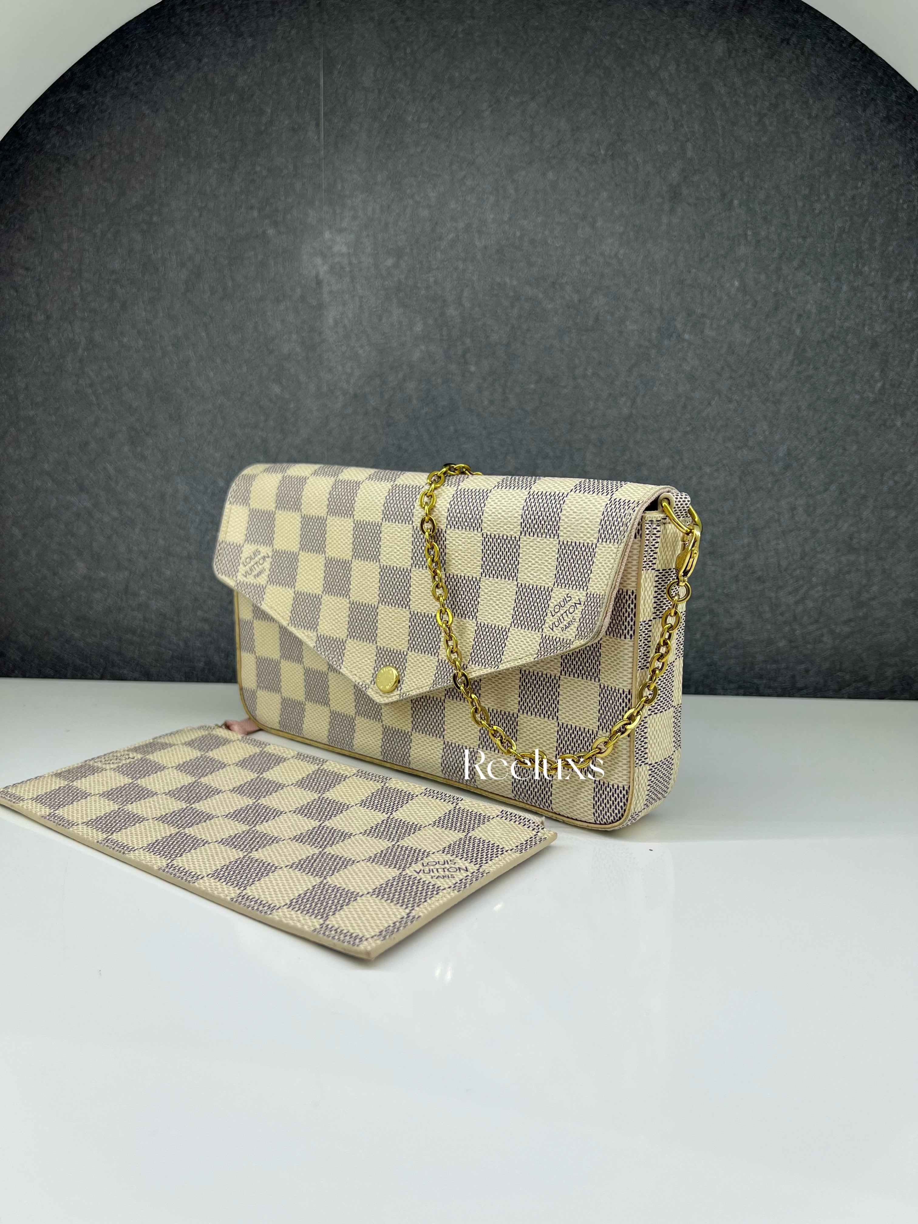 LOUIS VUITTON LV Pochette Felicie Damier Azur Canvas Slingbag