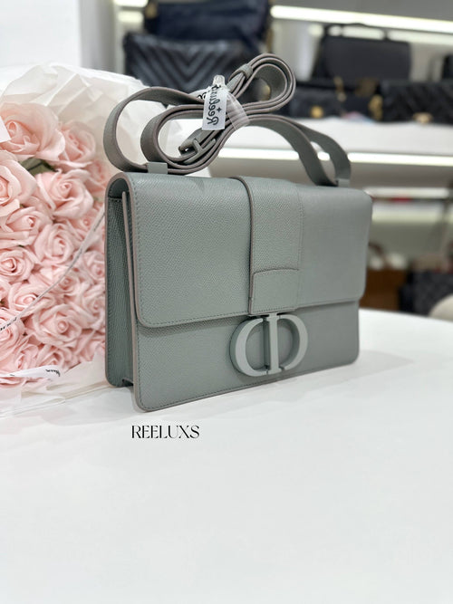 CHRISTIAN DIOR Ultra-Matte Grained Calfskin 30 Montaigne Flap Bag in Grey