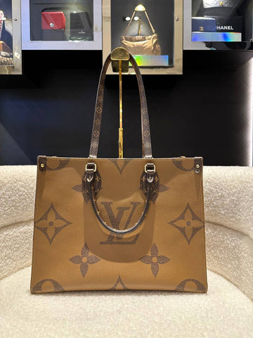 LOUIS VUITTON LV 2 Way Bag in Reverse Monogram Canvas and GHW On The Go OTG MM