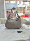 PRADA Gray Vitello Danio Hobo Bag