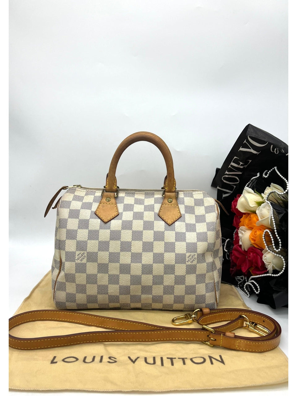 LOUIS VUITTON Speedy 25 Damier Azur Handbag - Reeluxs 