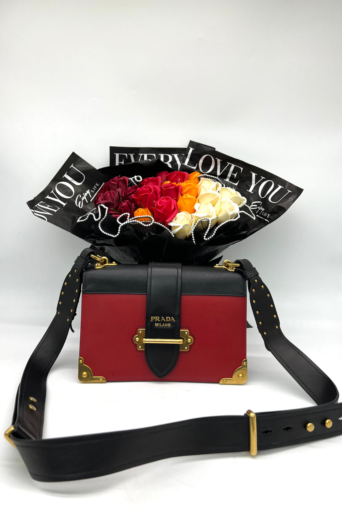 FAST DEAL PRADA CASHIER BAG CALFSKIN RED /BLACK GHW - Reeluxs 