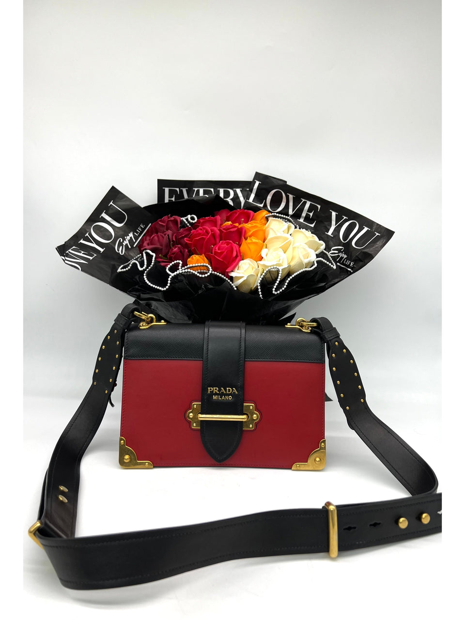 FAST DEAL PRADA CASHIER BAG CALFSKIN RED /BLACK GHW - Reeluxs 