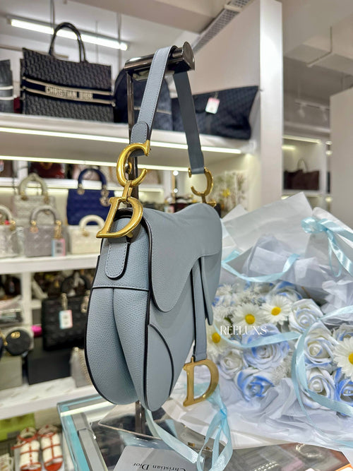 CHRISTIAN DIOR Grained Calfskin Saddle Bag