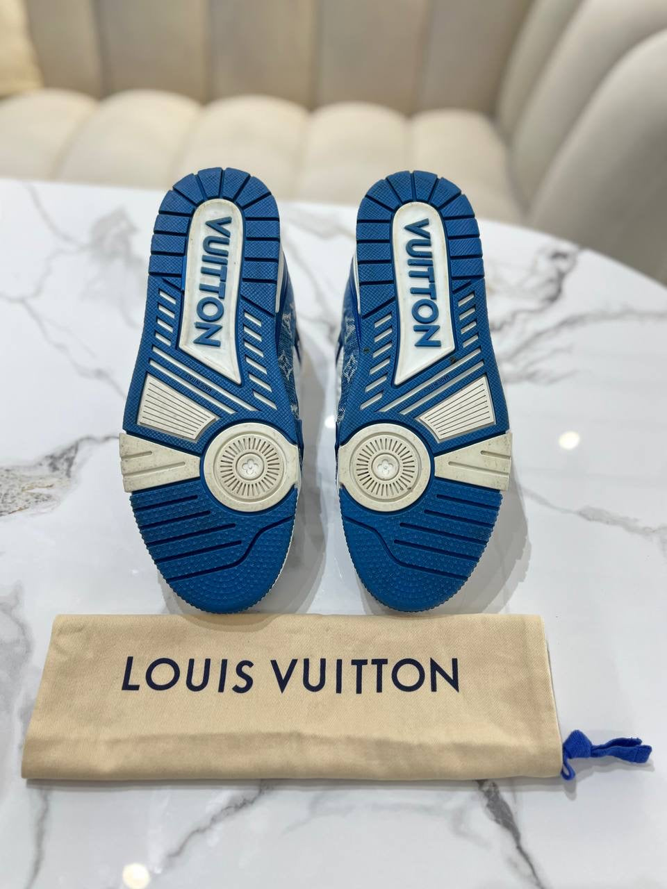 Louis Vuitton LV Trainer Sneaker Denim Blue Shoe size 7 1/2