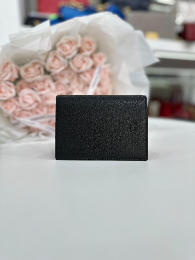 CHRISTIAN LOUBOUtIN Funky Passport Holder - Grained Calf Leather And Spikes - Black