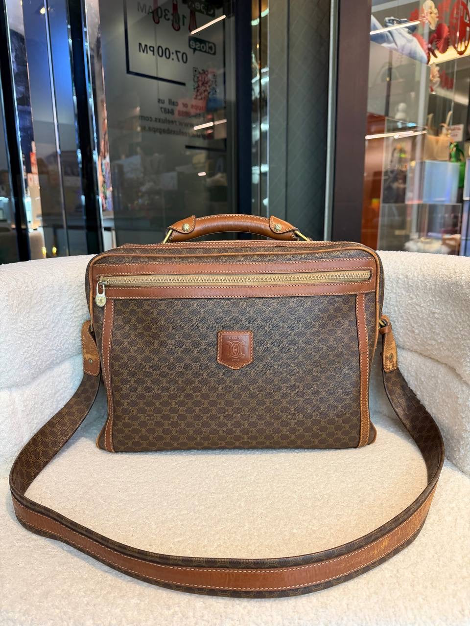 Celine M09 Classic Logo Print Brown Mcadam Business 2-way Bag