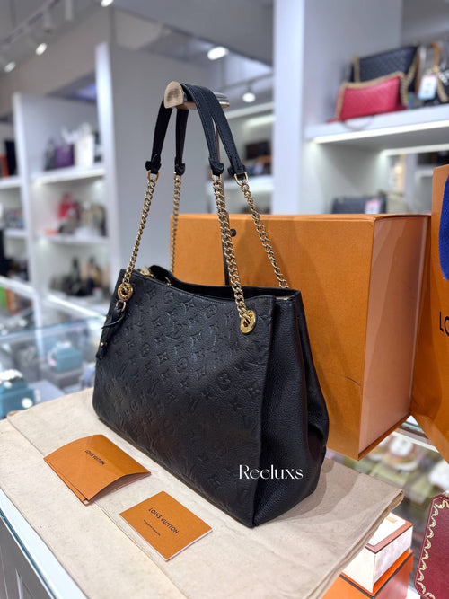Full Set LOUIS VUITTON Black Monogram  Empreinte Leather Surene MM Bag