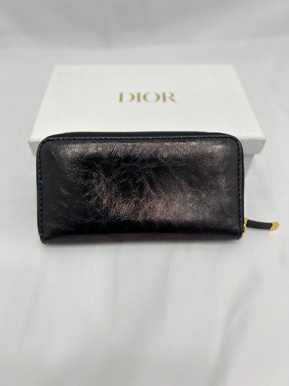 Small J’ADIOR Clutch in Black Crinkled Calfskin