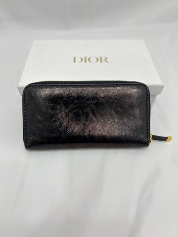 Small J’ADIOR Clutch in Black Crinkled Calfskin