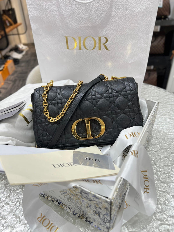 DIOR Black Caro Medium Crossbody Bag For Lady - Full Set - Reeluxs 