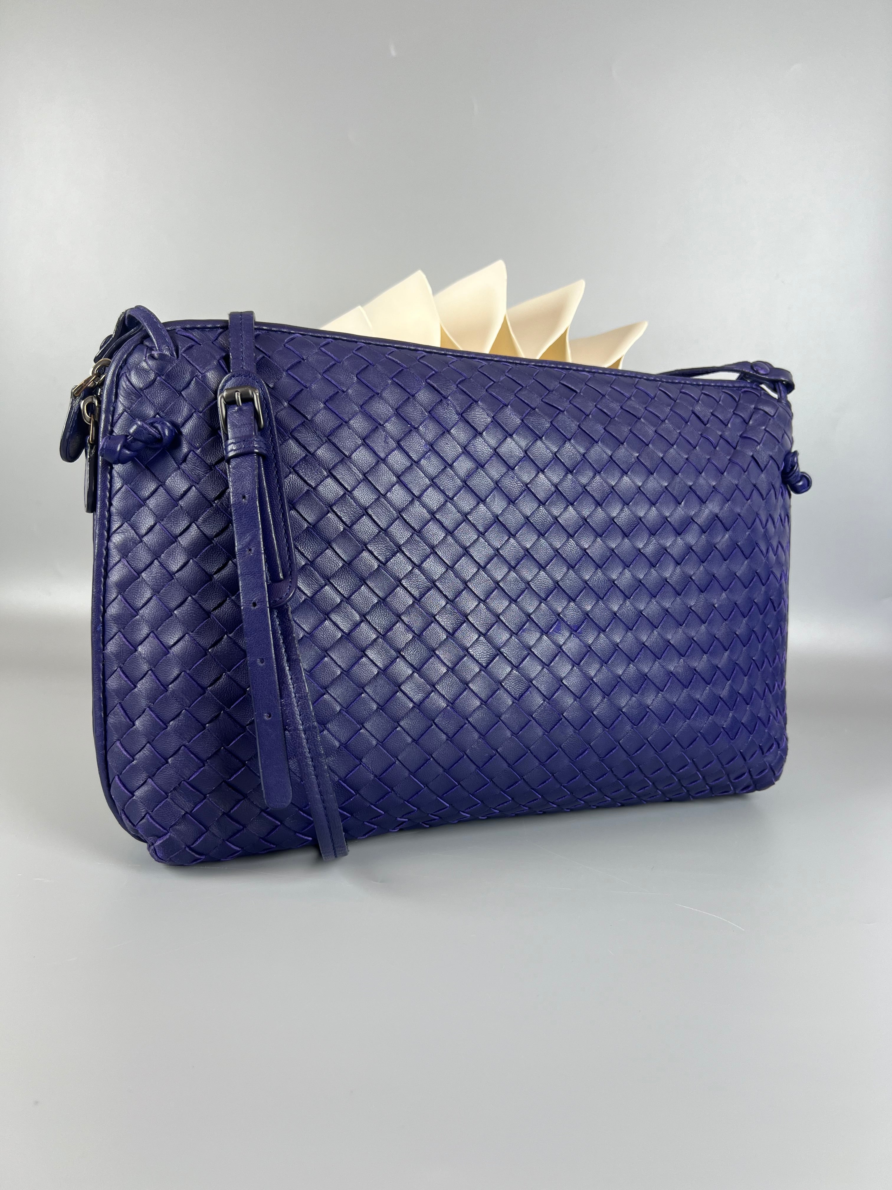 BOTTEGA VENETA Dark Purple Nodini intrecciato Shoulder Bag