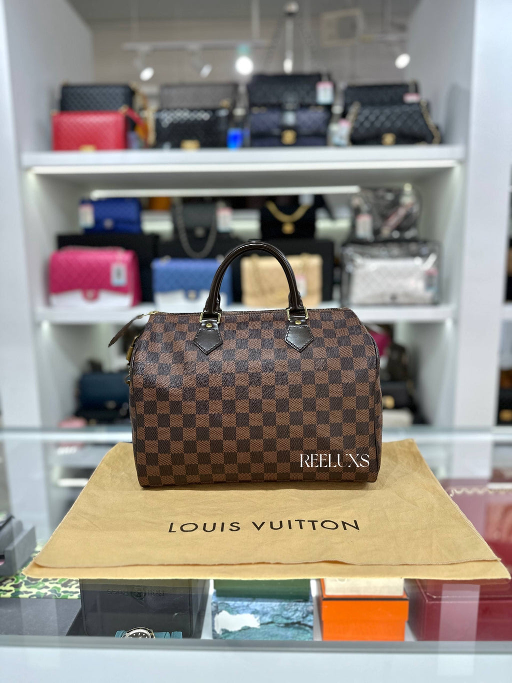 LOUIS VUITTON Damier Ebene Speedy 30 Handbag