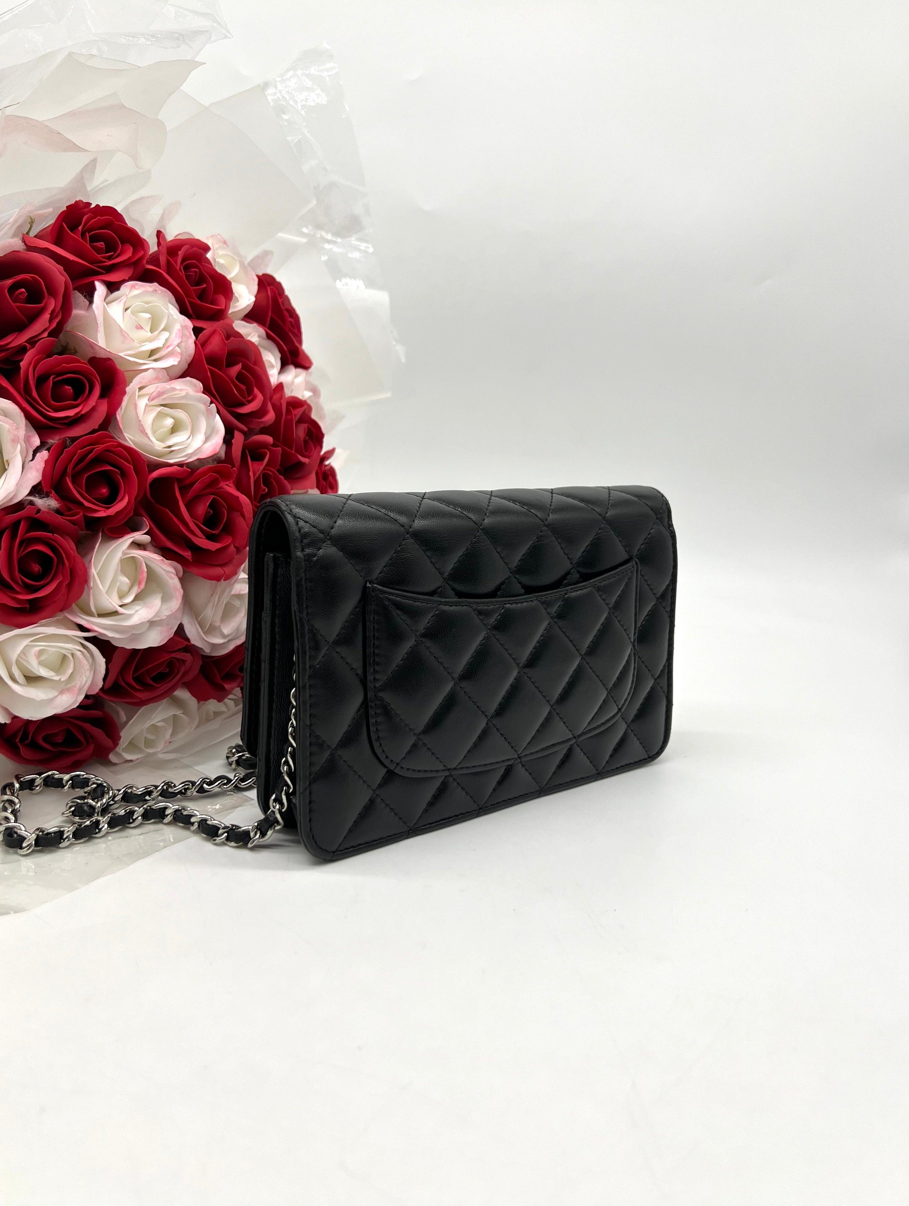 CHANEL Black Lambskin Wallet on Chain - Reeluxs 