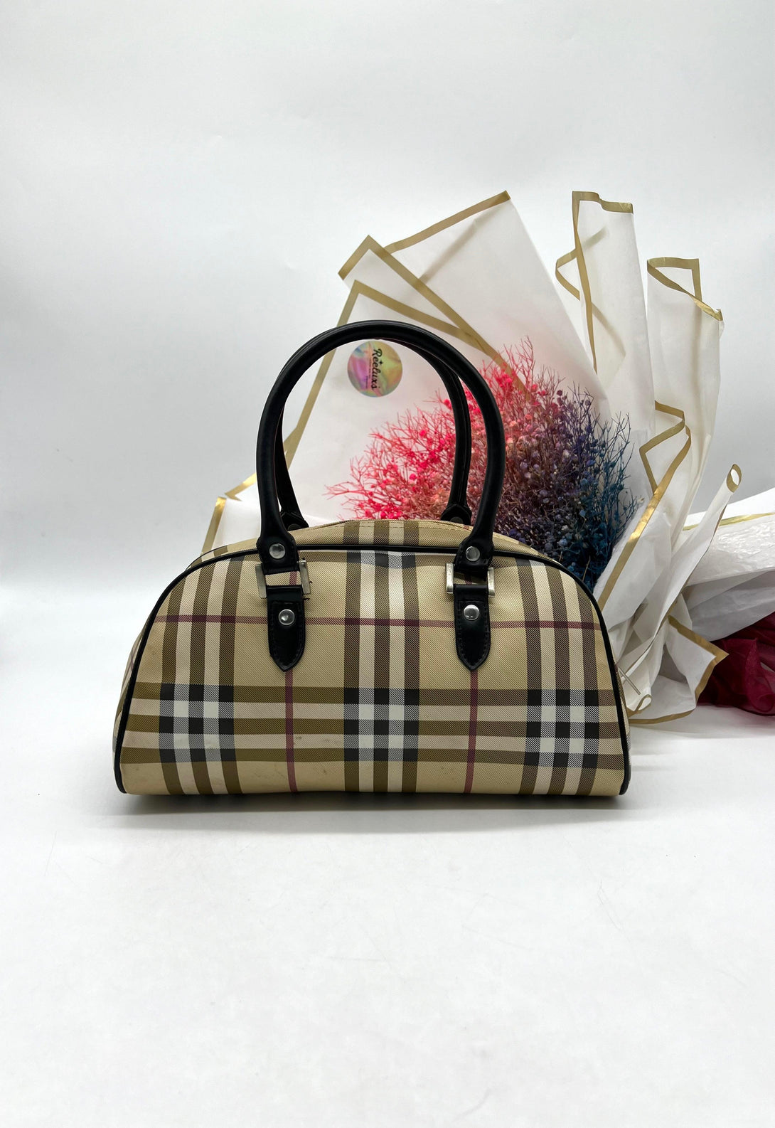 BURBERRY Nova Check Boston Bag Small Satchel - Reeluxs 