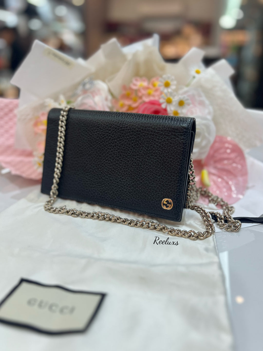 GUCCI Betty Chain Wallet Leather