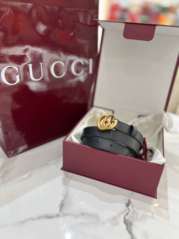 GUCCI GG Marmont Thin Leather Black Belt