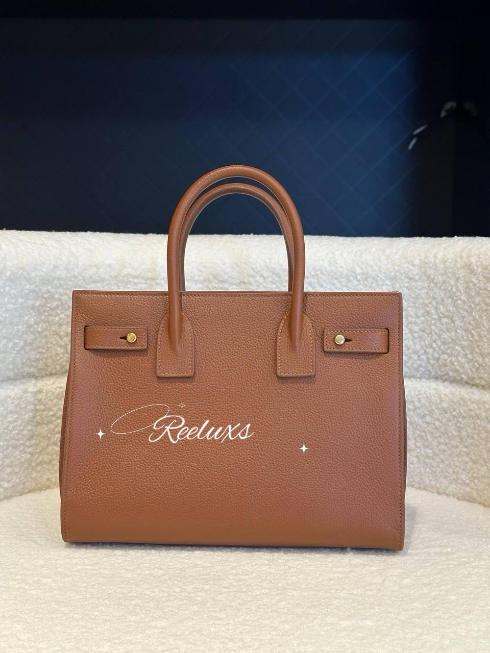 YVES SAINT LAURENT YSL Grained Calfskin Baby Sac De Jour Supple Canyon Handbag