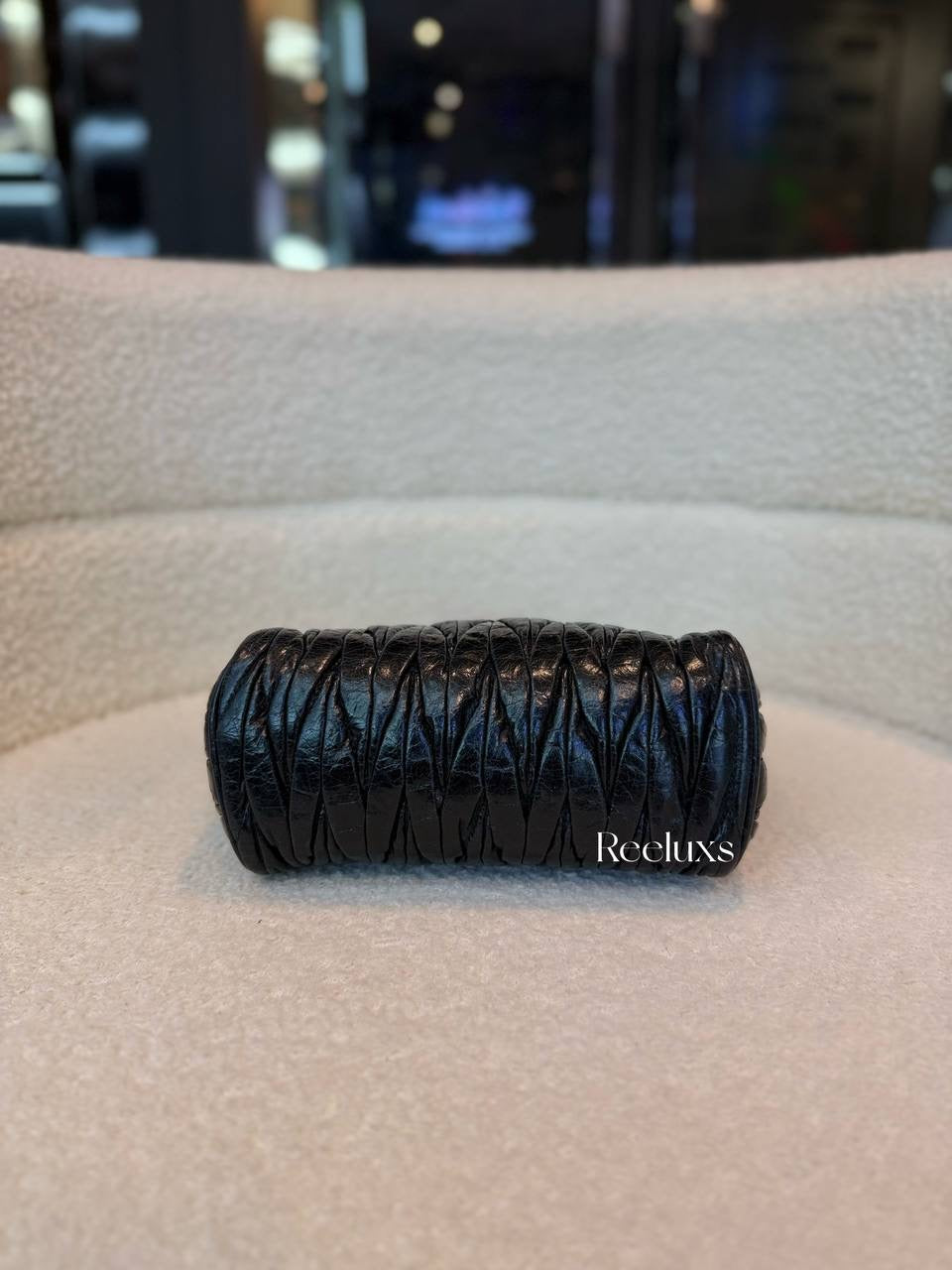 Miu Miu Black Matelassé Lux Contenitor Gold Hardware Pouch