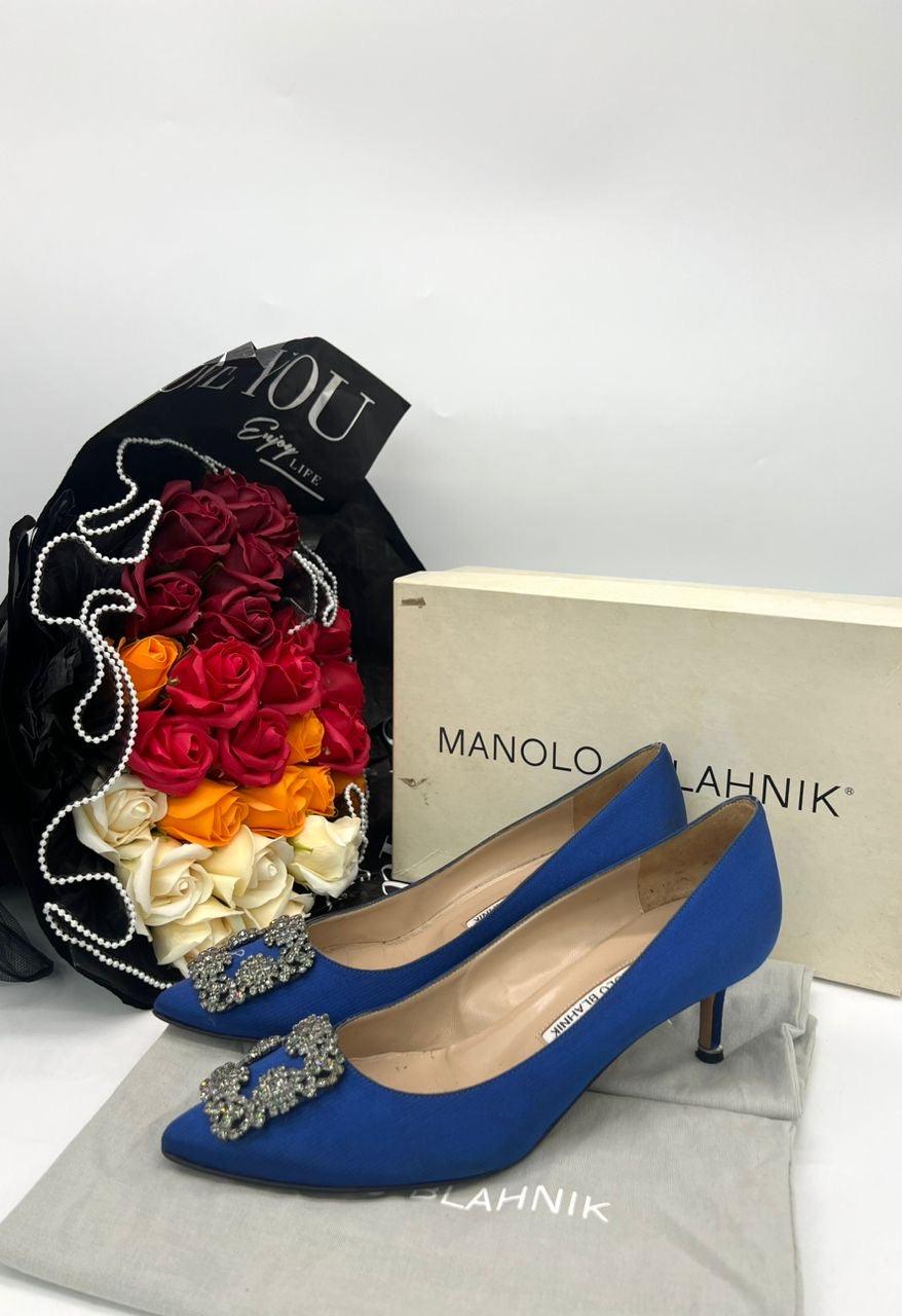 MANOLO BLAHNIK&nbsp; Satin Heels In Blue Women’s Fashion - Reeluxs 