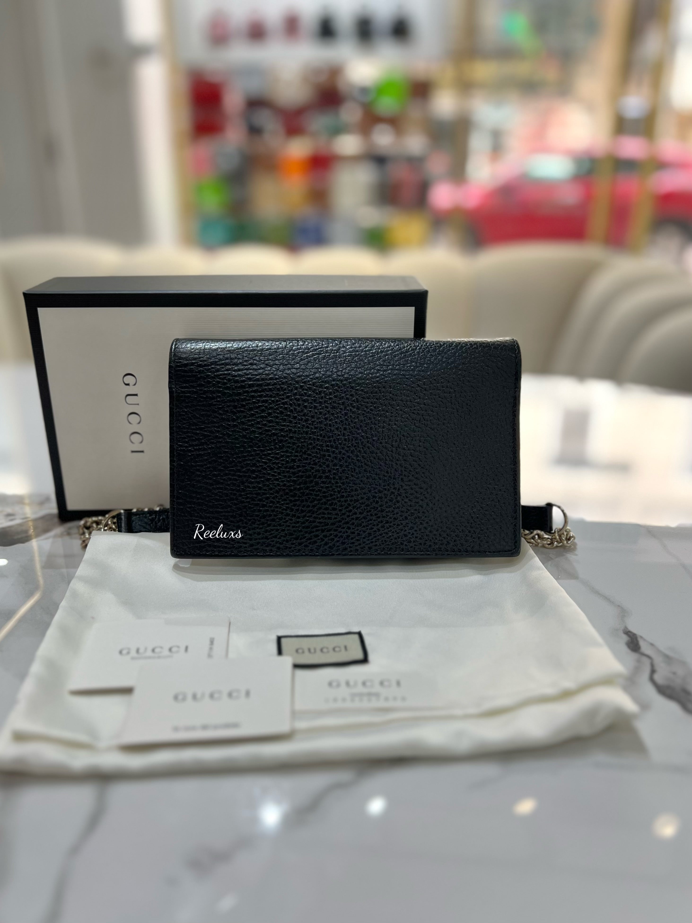 GUCCI Icon GG Interlocking Wallet On Chain Black