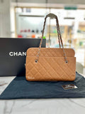 FULLSET CHANEL Brown Quilted Leather Vintage Tote Shoulder Bag
