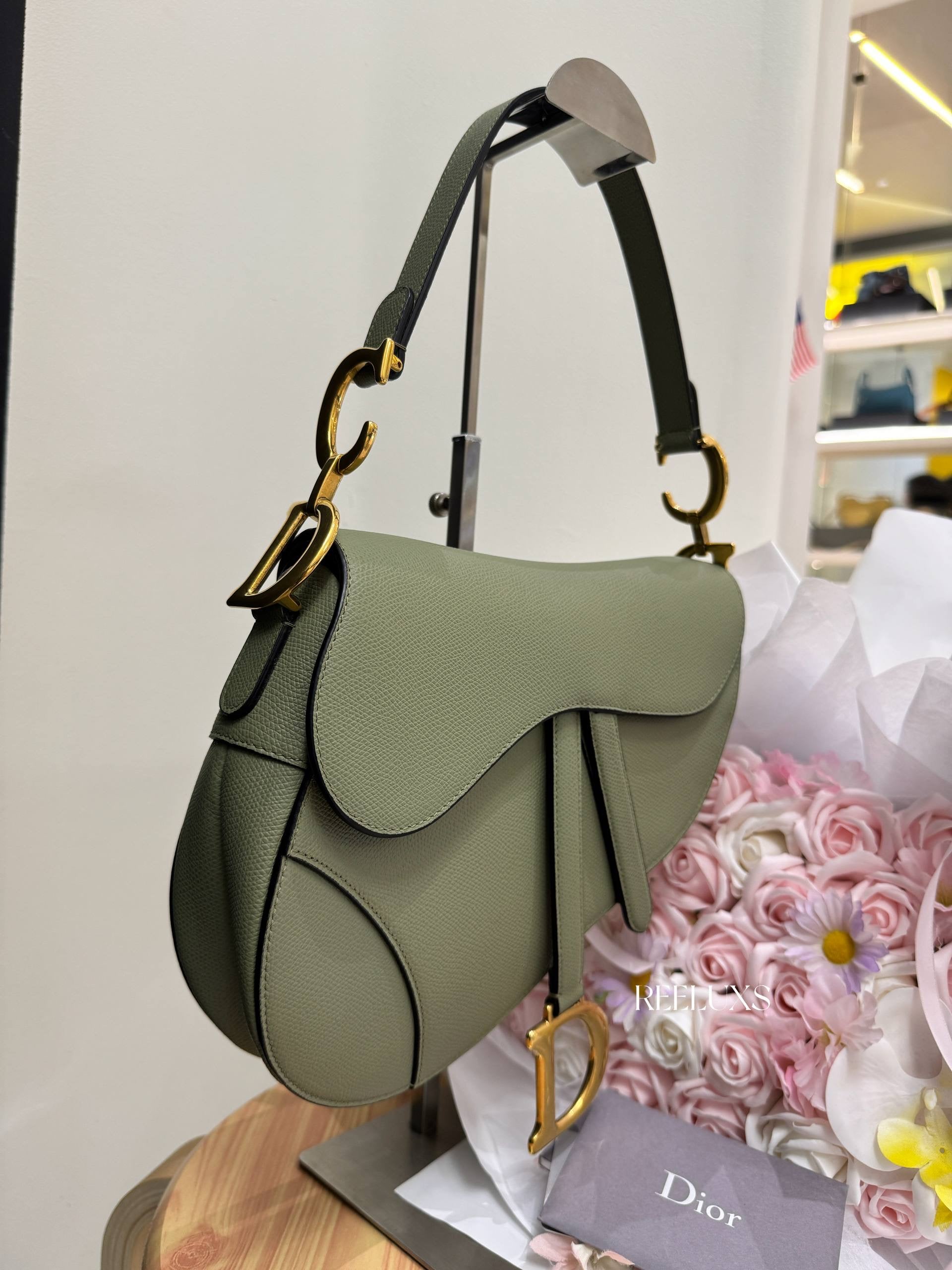 CHRISTIAN DIOR  Sage Green Grained Calfskin