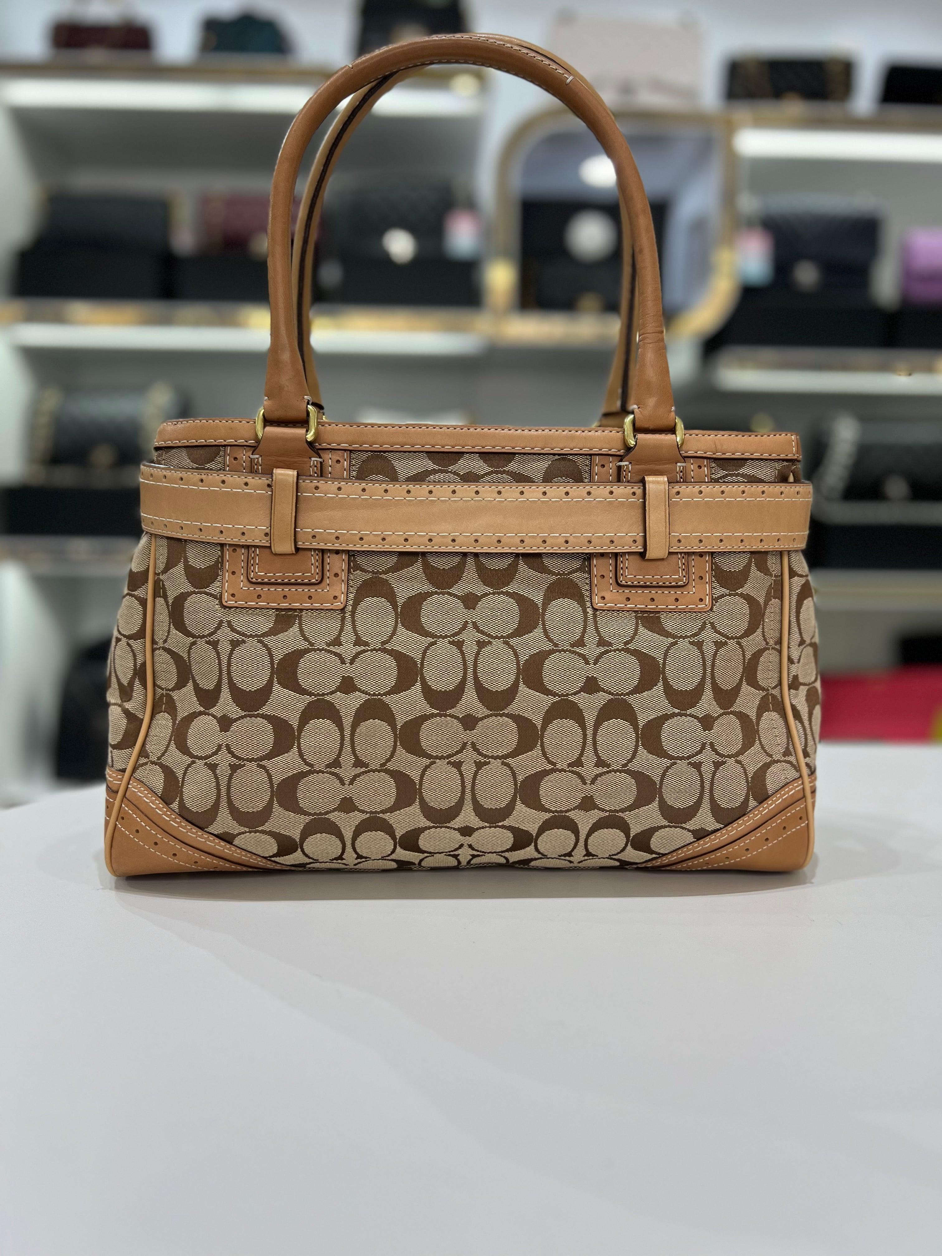 COACH Fabric Brown Leather Shoulderbag For Women - Reeluxs 