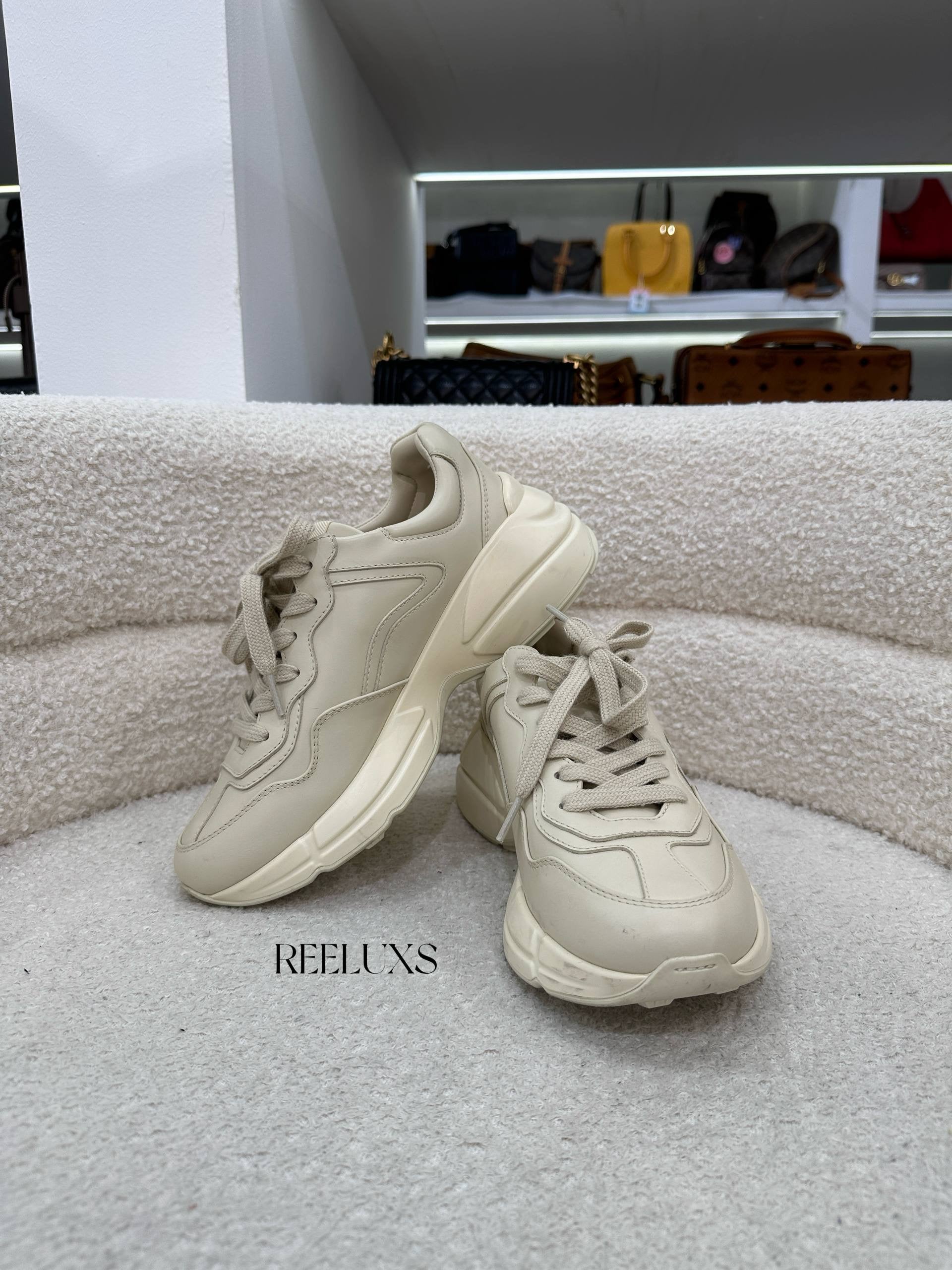 GUCCI Rhyton Sneaker Cream Leather 39