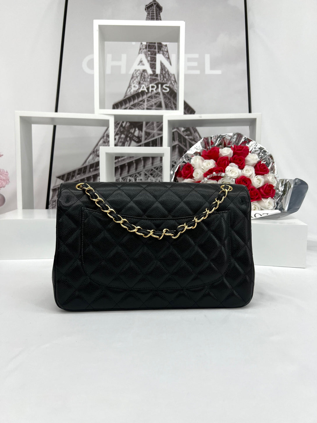 CHANEL Classic Flap Jumbo Black Caviar - Reeluxs 