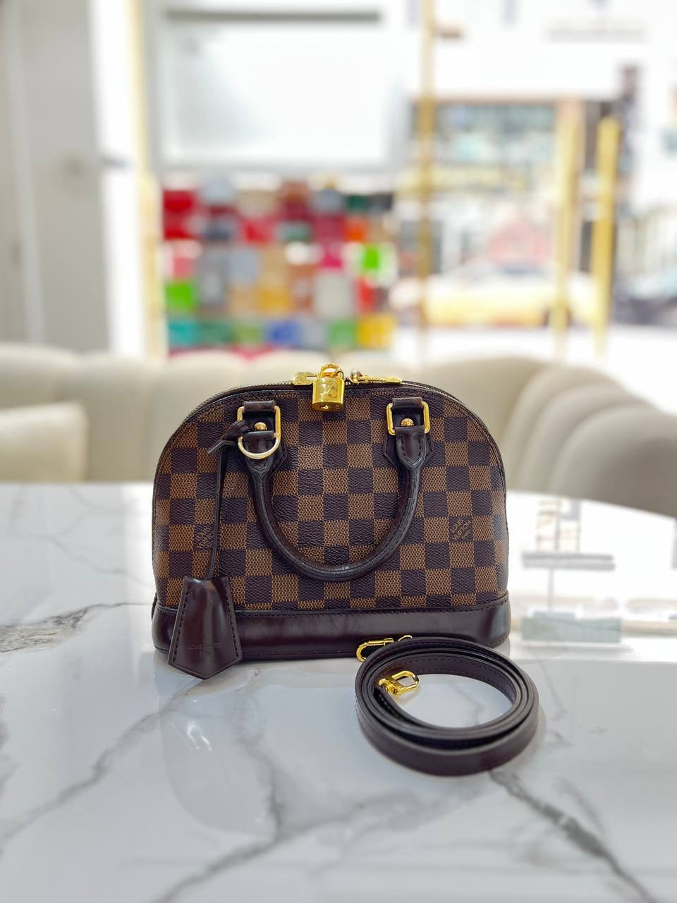 LOUIS VUITTON LV Damier Ebene Alma BB For Women Shoulder Bag